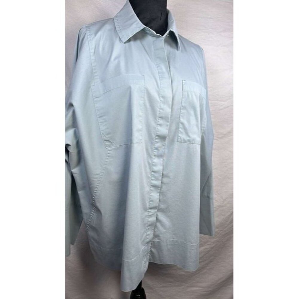 Marla Wynne Button up Long Sleeve Couture Lady Boss Tailored Look Top SZ L